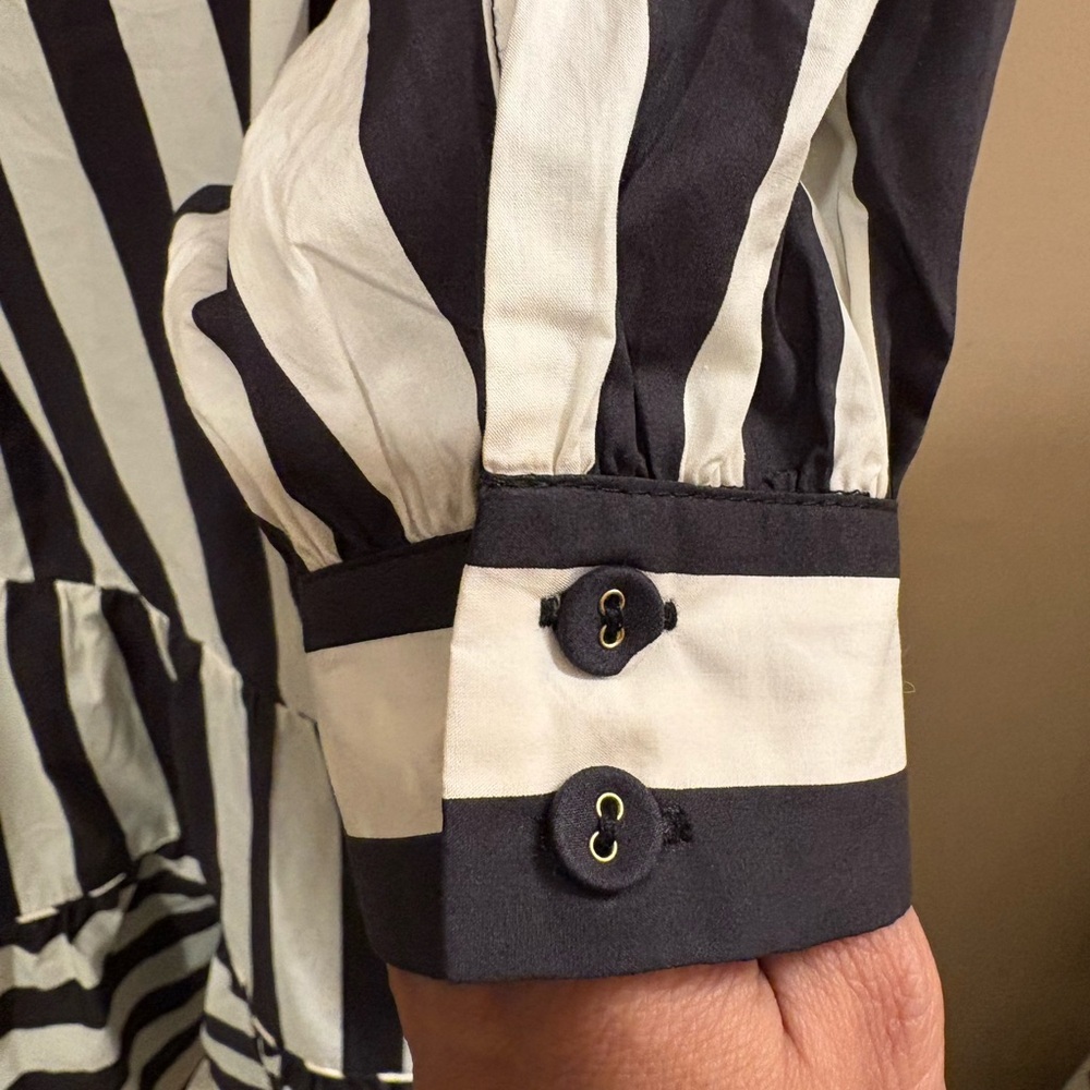 NWOT FARM Rio Mixed Stripes Black & White Short Sleeve Mini Dress Women’s XXS - Picture 9 of 16